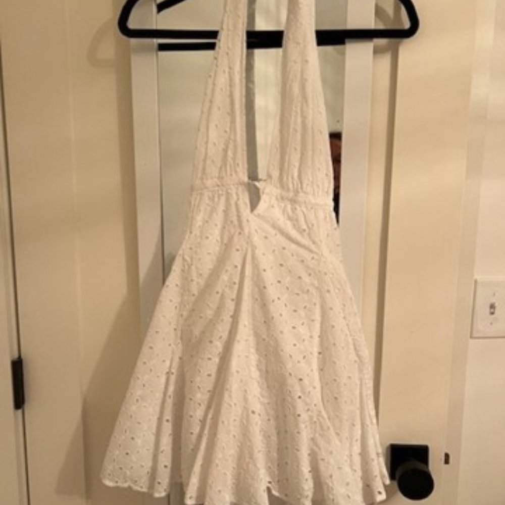 ZARA EMBROIDERED EYELET HALTER DRESS size XS
